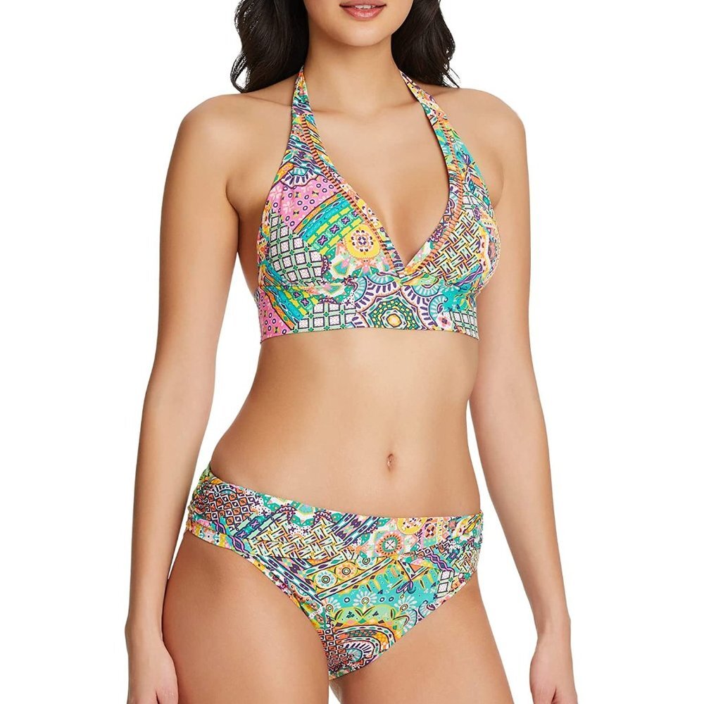 NWT Bleu Rod Beattie Seriously Sunny Halter Bikini Top & Sarong Bottom Set